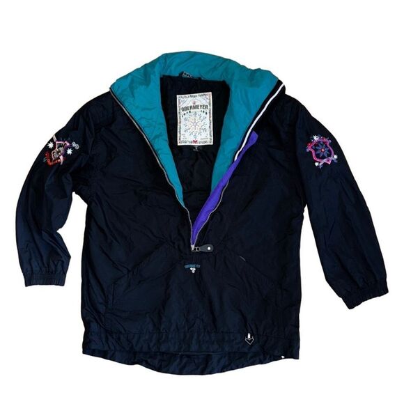 Obermeyer Vintage Women's Black Ski Jacket Embroidered Puffer Jacket - Small - Picture 1 of 9